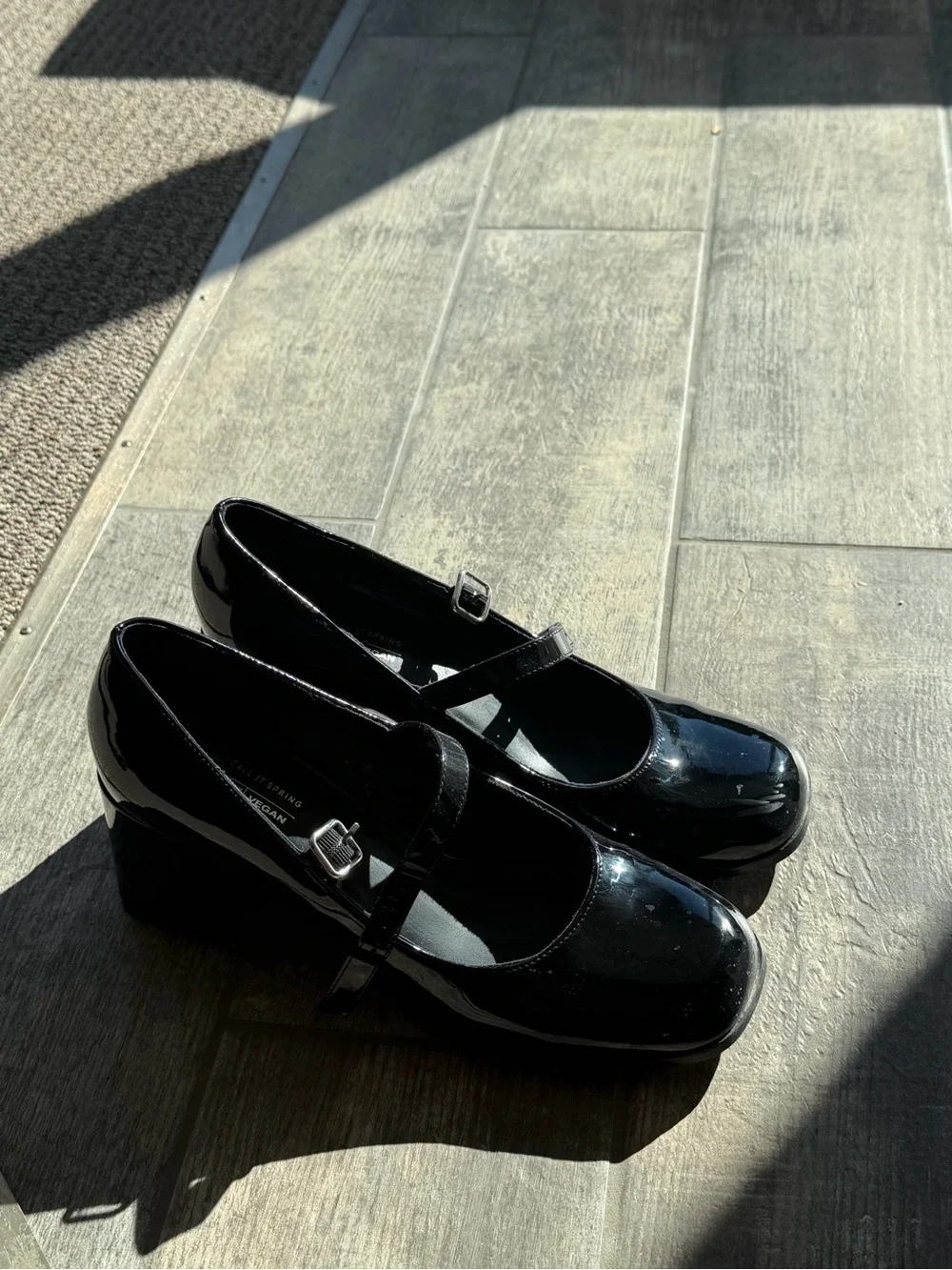 Call It Spring Black Patent Mary Jane Block Heels - Picture 3 of 3